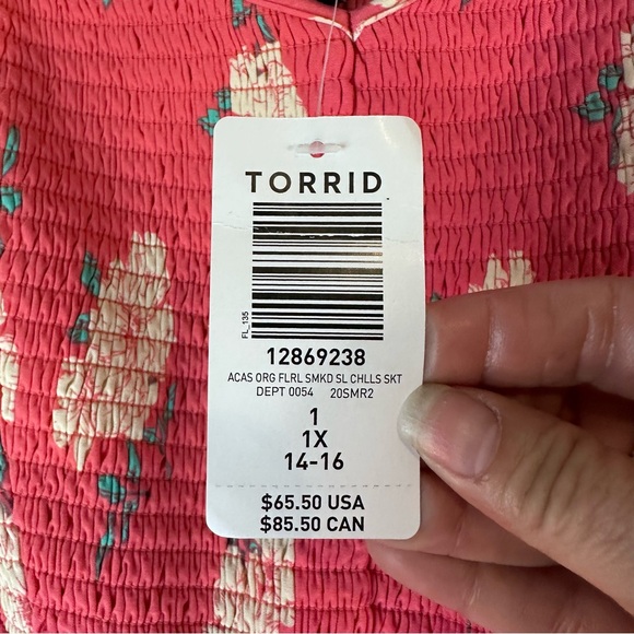 TORRID Women’s Size 1 1X 14-16 Dress Sundress Smocked Stretch Floral NWT Lined - Picture 10 of 16